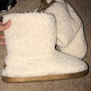 Target Cream Fuzzy Boot Slippers